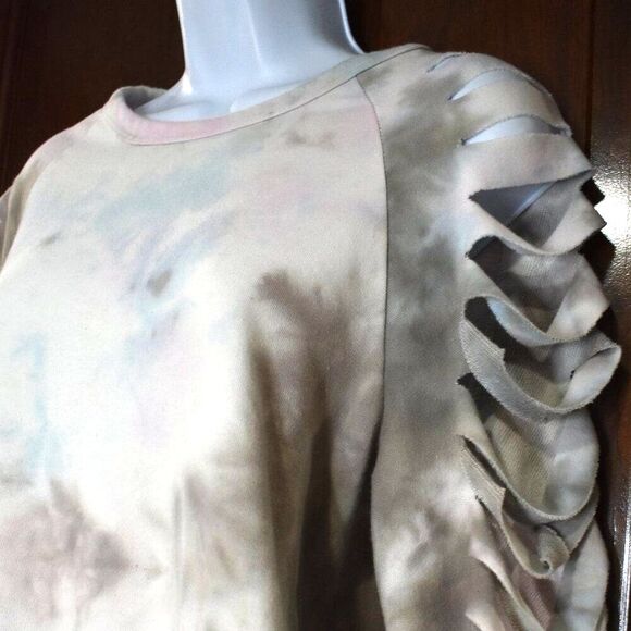 Blue Buttercup Pastel Tie Dye Cut Sleeve Sweatshirt Size Small Cozy - Picture 6 of 15
